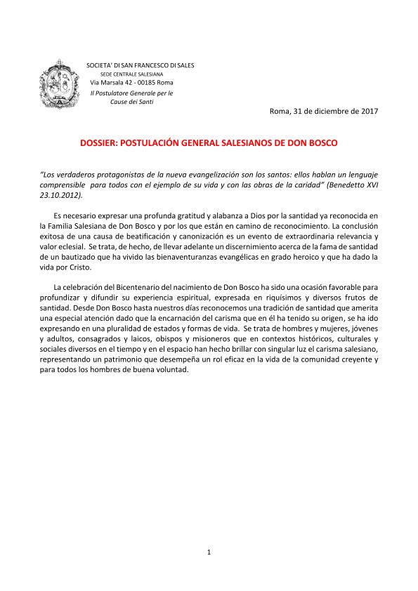 dossier Santità 2017