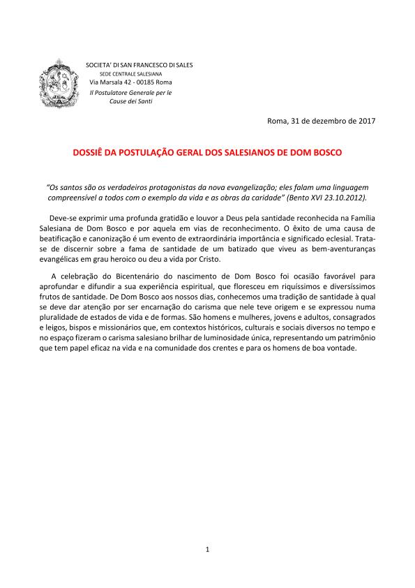 dossier Santità 2017