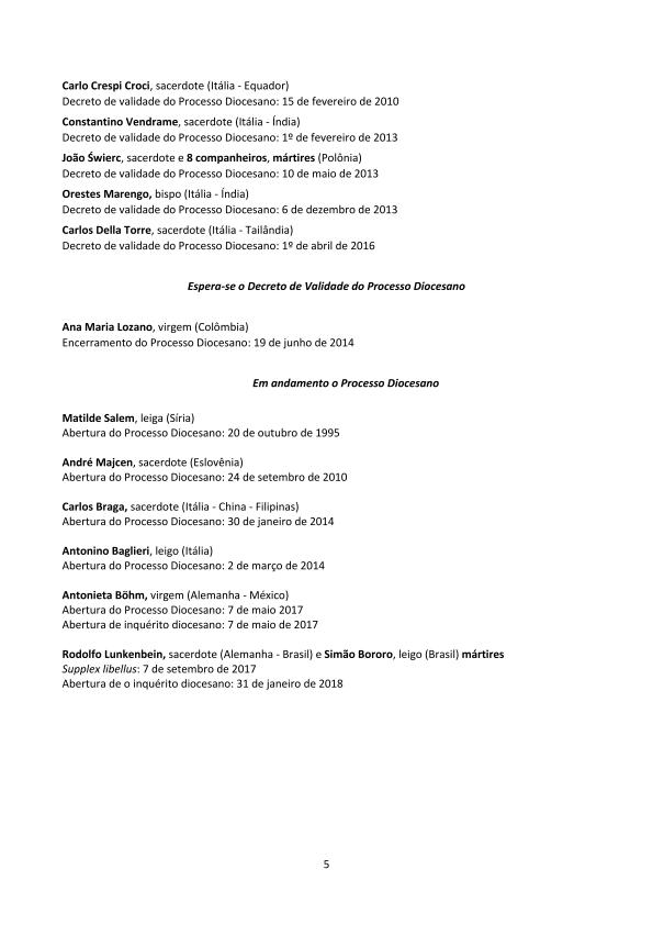 dossier Santità 2017
