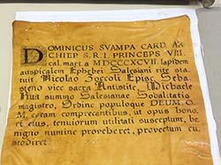 Italy - Discovery of a parchment signed by Cardinal Svampa and Blessed Michael Rua